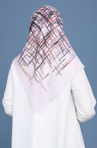 Desenli Çekme Cotton Eşarp 11414-02 Lila