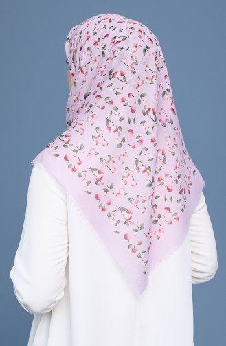 Küçük Kiraz Desen Çekme Cotton Eşarp 11418-13 Lila