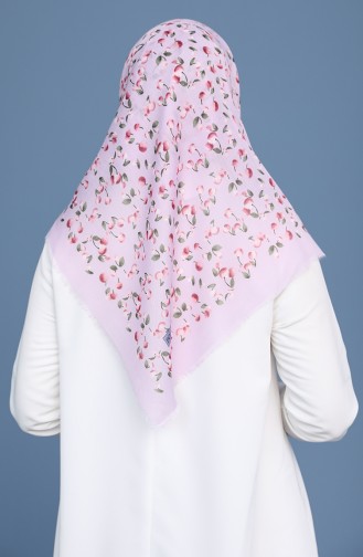 Küçük Kiraz Desen Çekme Cotton Eşarp 11418-13 Lila
