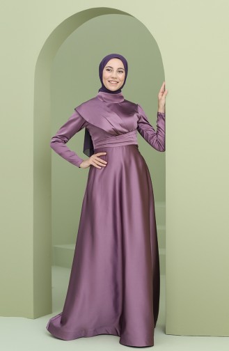 Violet Hijab Evening Dress 4832-06