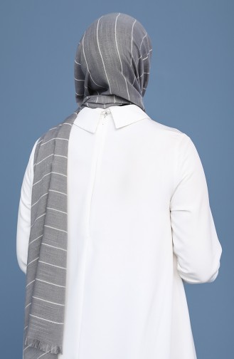 Çizgili Koton Şal 90134-15 Gri