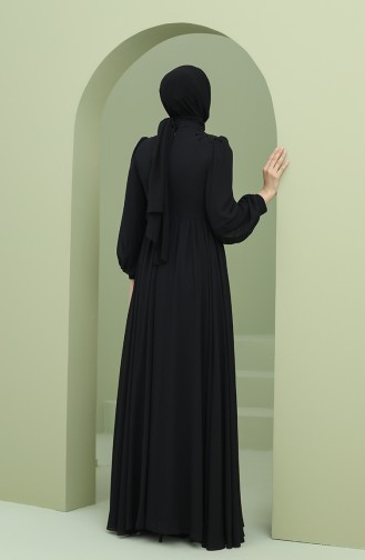 Schwarz Hijab-Abendkleider 1111-01