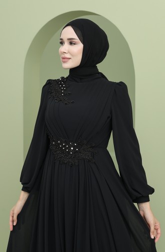 Schwarz Hijab-Abendkleider 1111-01