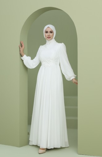 Naturfarbe Hijab-Abendkleider 1111-04