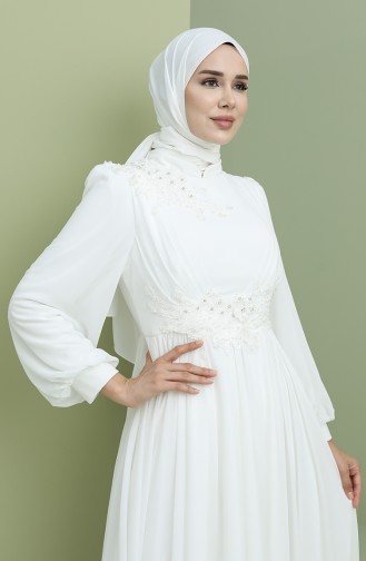 Naturfarbe Hijab-Abendkleider 1111-04