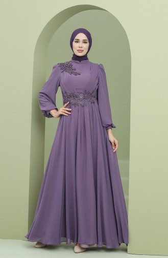 Lilac İslamitische Avondjurk 1111-05