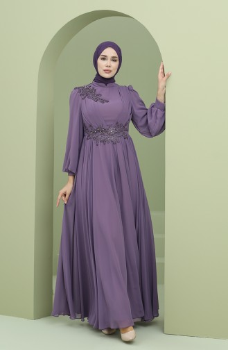 Violet Hijab Evening Dress 1111-05