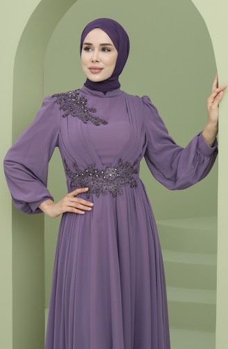 Violet Hijab Evening Dress 1111-05