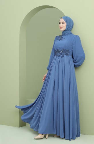 Indigo Hijab Evening Dress 1111-06