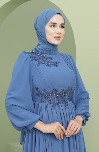 Indigo Hijab Evening Dress 1111-06