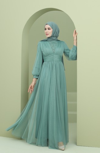 Grün Hijab-Abendkleider 3403-05