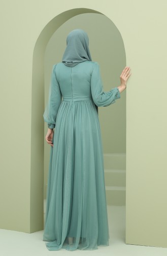 Green Hijab Evening Dress 3403-05