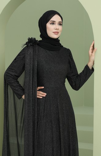 Black Hijab Evening Dress 3050-01