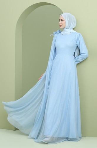 Blau Hijab-Abendkleider 3050-03