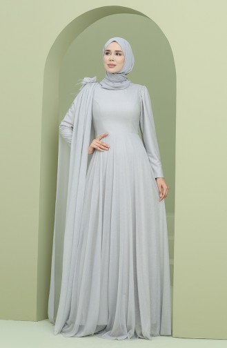 Grau Hijab-Abendkleider 3050-04