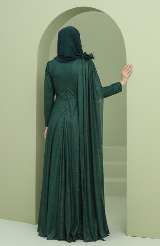 Emerald Green Hijab Evening Dress 3050-05