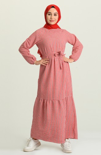 Claret Red Hijab Dress 5377-06