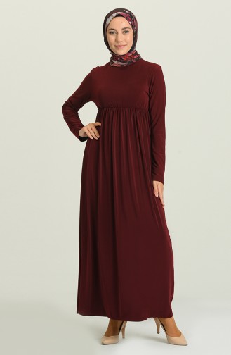Belden Lastikli Elbise 8010-08 Bordo