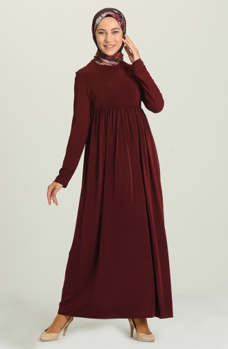 Claret Red Hijab Dress 8010-08