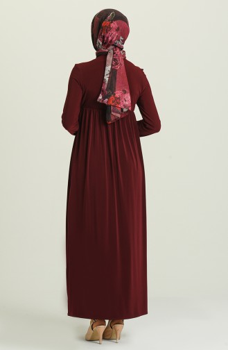 Belden Lastikli Elbise 8010-08 Bordo