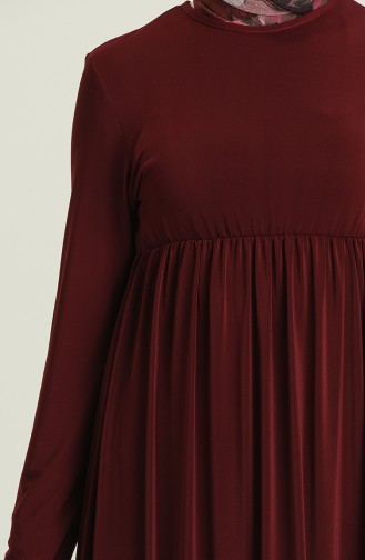 Belden Lastikli Elbise 8010-08 Bordo