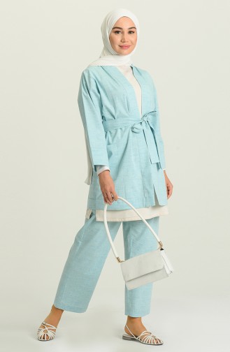 Keten Kimono Ceket S2MY1020130007-01 Mavi