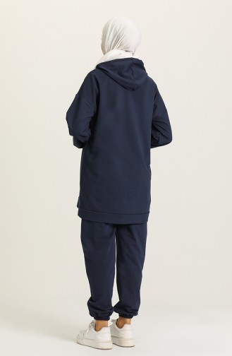 Front Half Zipper Tracksuit Set  1019-06 Dark Blue 1019-06