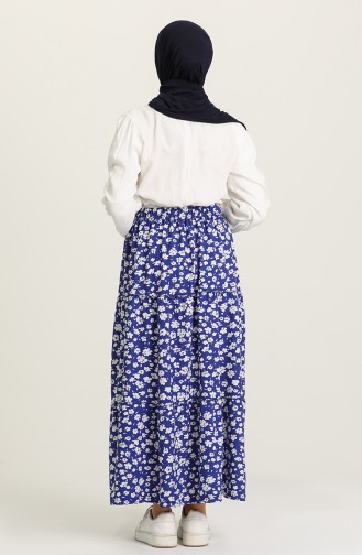 Beli Lastikli Desenli Etek 8374-02 Saks