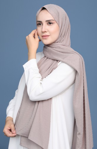 Ponponlu Şifon Şal 11424-20 Taş