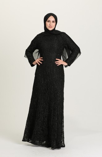 Black Hijab Evening Dress 3005-01