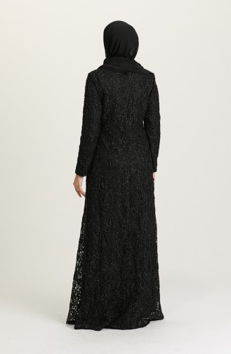 Black Hijab Evening Dress 3005-01