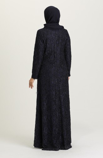 Dunkelblau Hijab-Abendkleider 3005-03