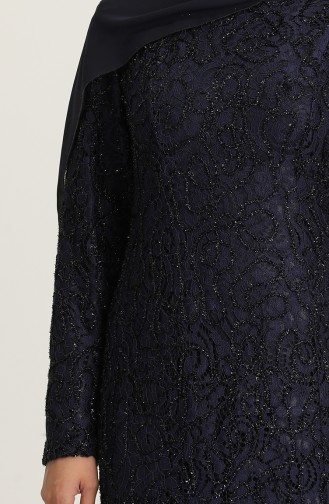 Dunkelblau Hijab-Abendkleider 3005-03