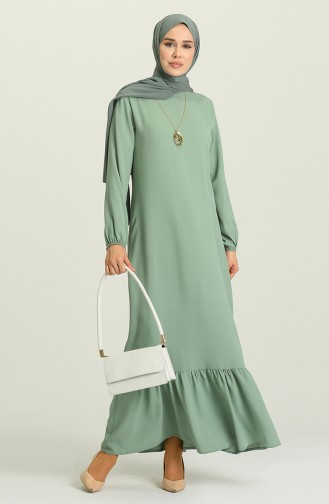 Unreife Mandelgrün Hijab Kleider 5019-01