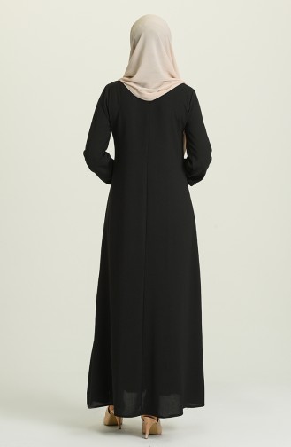 Büzgülü Kolyeli Elbise 5019-04 Siyah