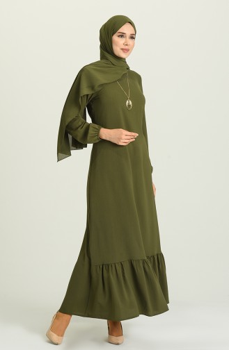 Khaki Hijab Dress 5019-05
