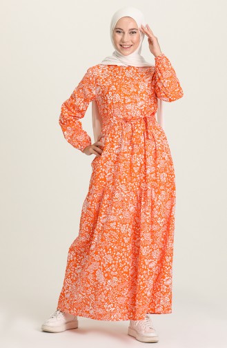 Orange Hijab Dress 4350-03