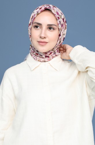 Desenli Çekme Cotton Eşarp 11420-13 Toz Pembe Fuşya