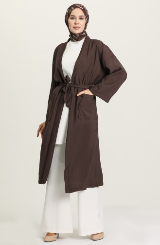 Cepli Kuşaklı Kimono 5301-11 Mor