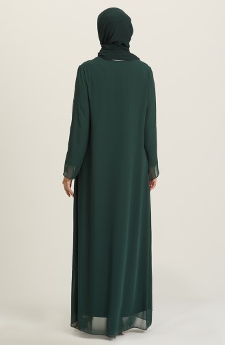 Emerald Green Hijab Evening Dress 6342-02