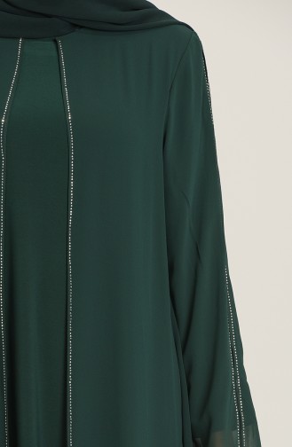 Büyük Beden Takım Görünümlü Abiye Elbise 6342-02 Zümrüt Yeşili