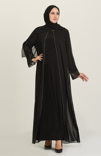 Black Hijab Evening Dress 6342-03