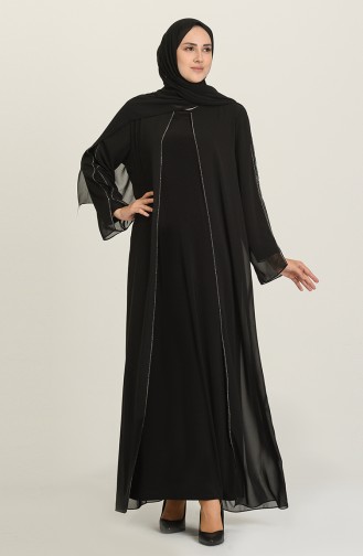 Schwarz Hijab-Abendkleider 6342-03