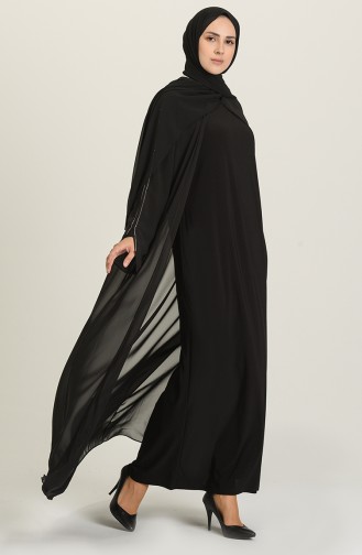 Black Hijab Evening Dress 6342-03