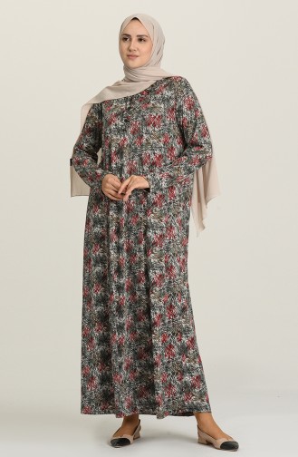 Claret Red Hijab Dress 0427-04