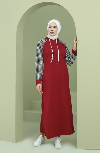 Weinrot Hijab Kleider 50108-02