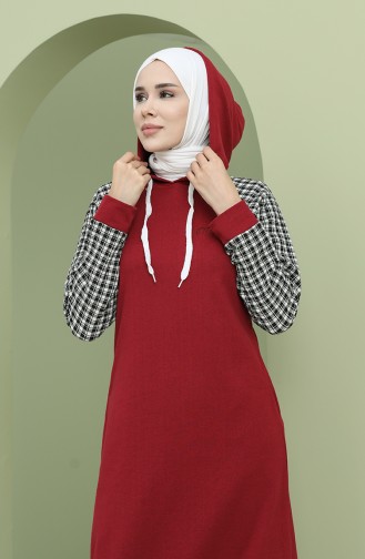 Claret Red Hijab Dress 50108-02
