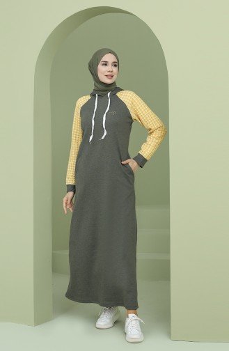 Khaki Hijab Dress 50108P-03