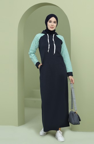 Navy Blue Hijab Dress 50108P-05