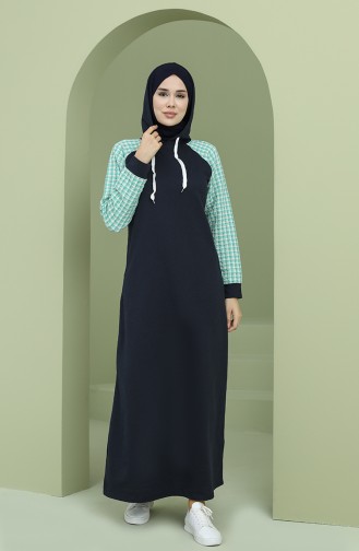 Navy Blue Hijab Dress 50108P-05